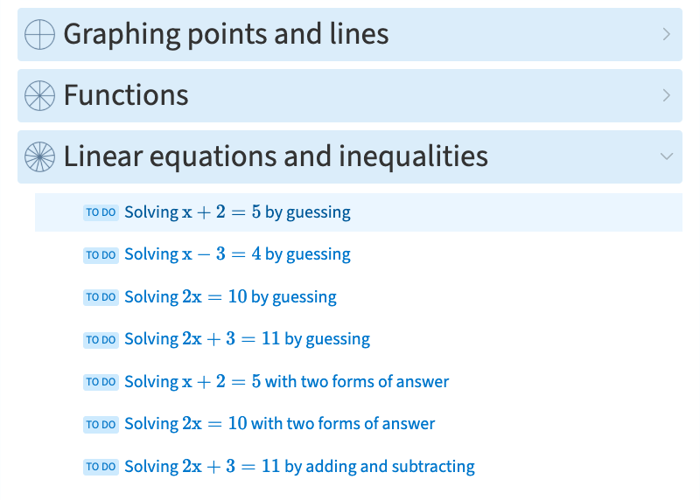 Screenshot showing a portion of the table of contents for the course.